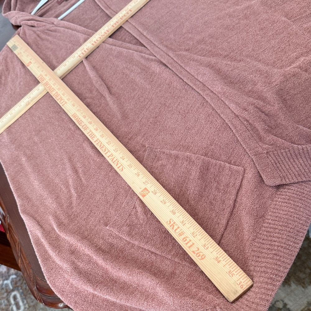 Barefoot dreams cozy chic ultra lite Brown Hooded Sweater cardigan pockets - Picture 10 of 11